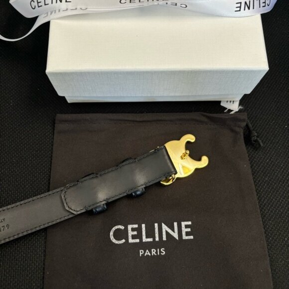 Celine Triomphe Gold Buckle 85 Belt - Picture 2 of 6